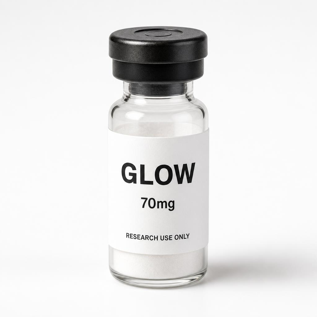 GLOW Research Blend 70mg x 10 vials research vial visualisation